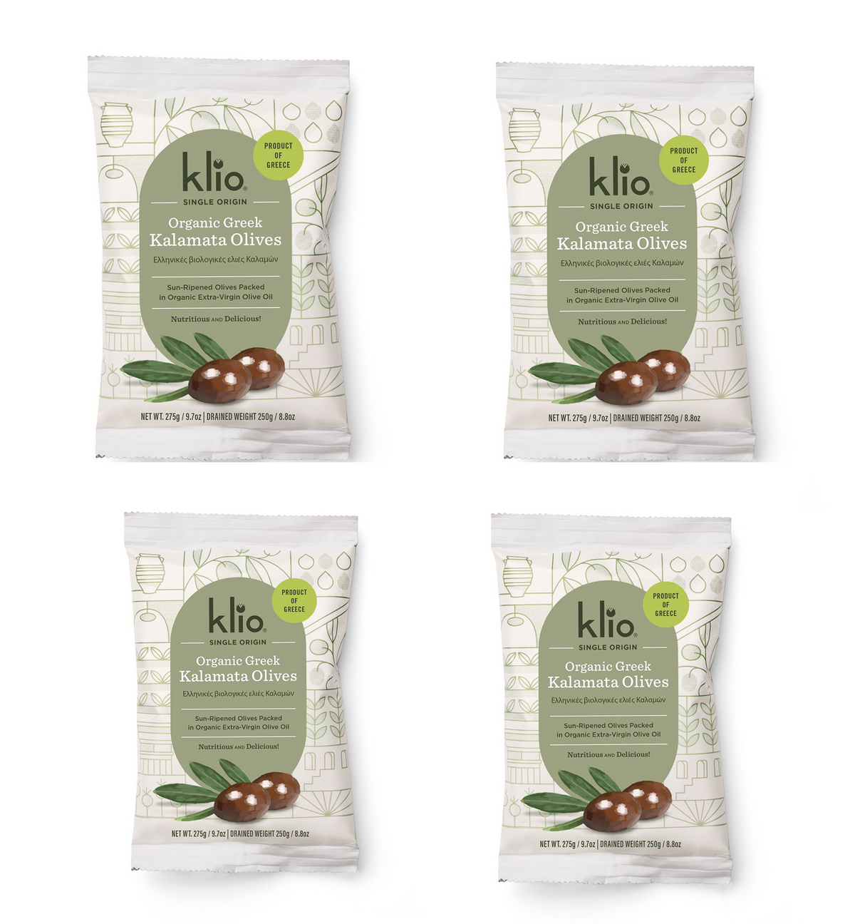 Organic Kalamata Olives - 4 Bag Bundle | Klio Tea
